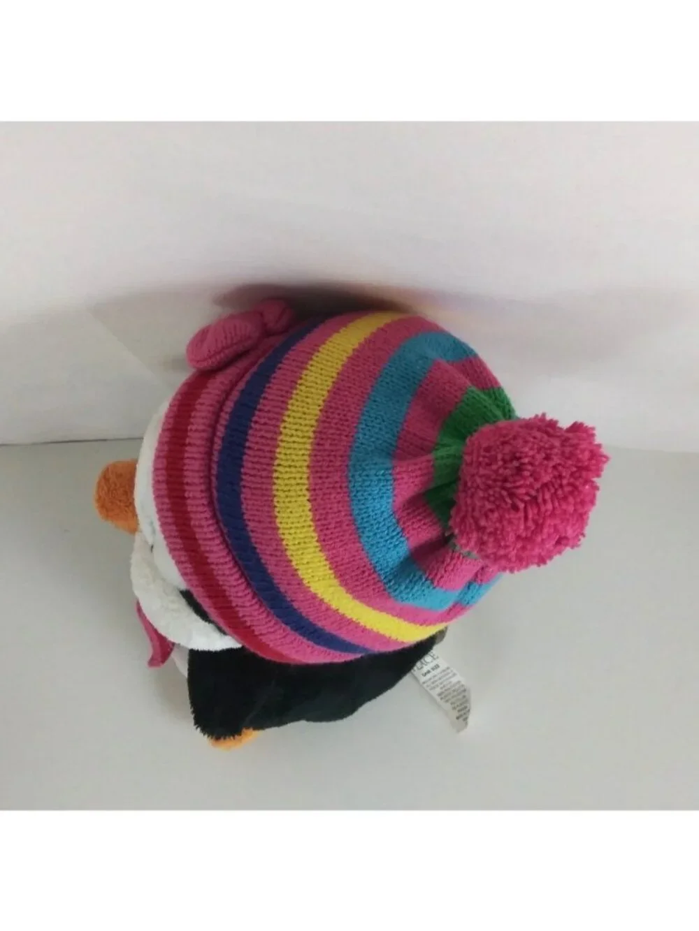 The Children's Place Penguin Pink Striped Hat/Scarf 9” Plush Stuffed Animal Toy
